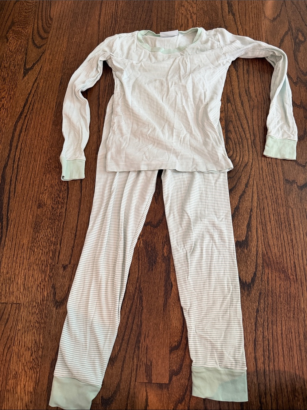 Children's Long Sleeve Pajama Set in Mint Stripe